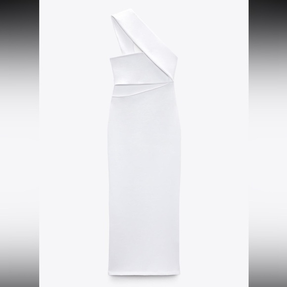 Zara Cutout Asymmetrical White Dress - Picture 2 of 6
